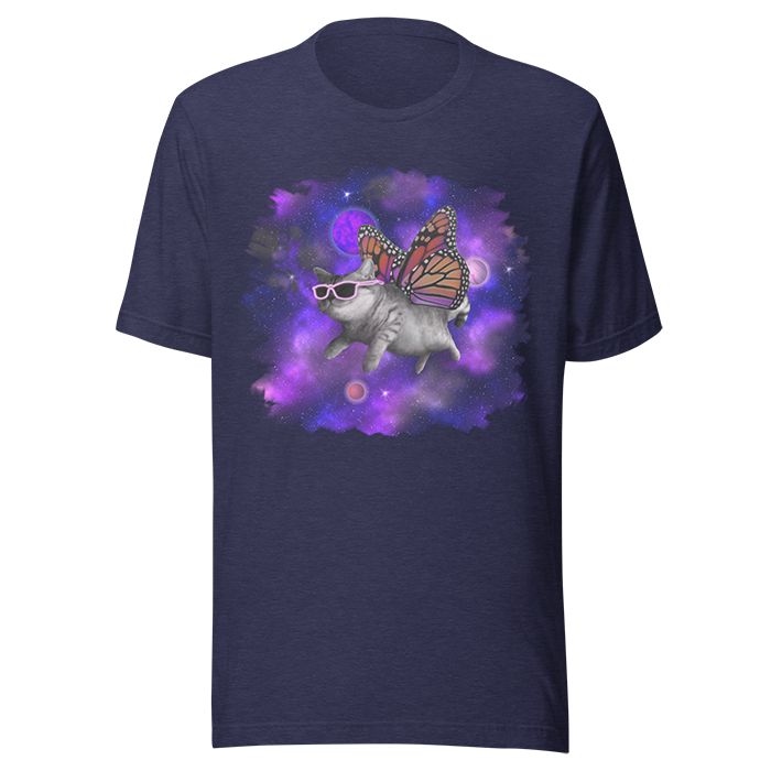 Space cat butterfly t-shirt