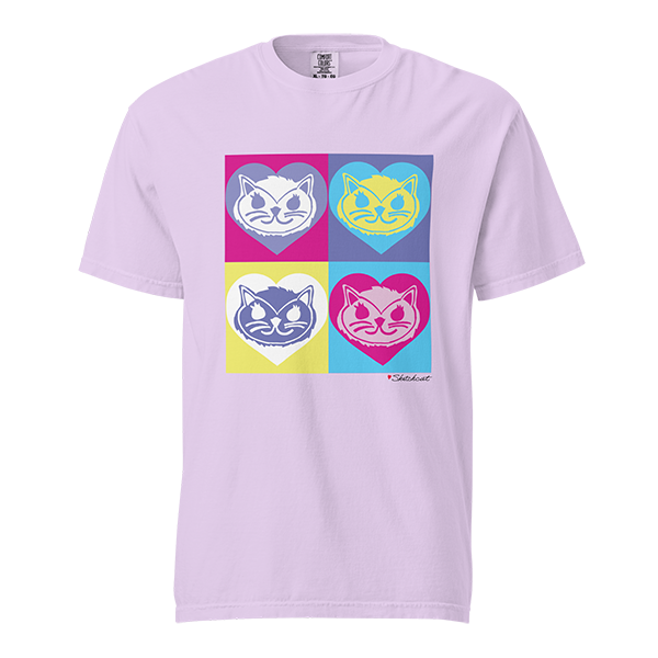 Heart pop art cat t-shirt